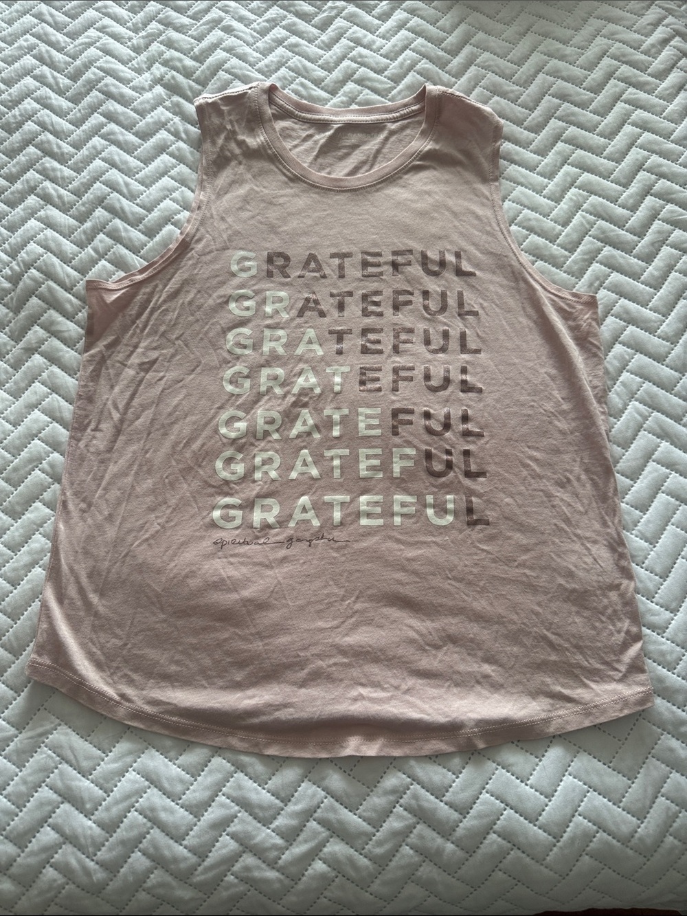 Spiritual Gangster Light Pink 'Grateful' Graphic Muscle Tank